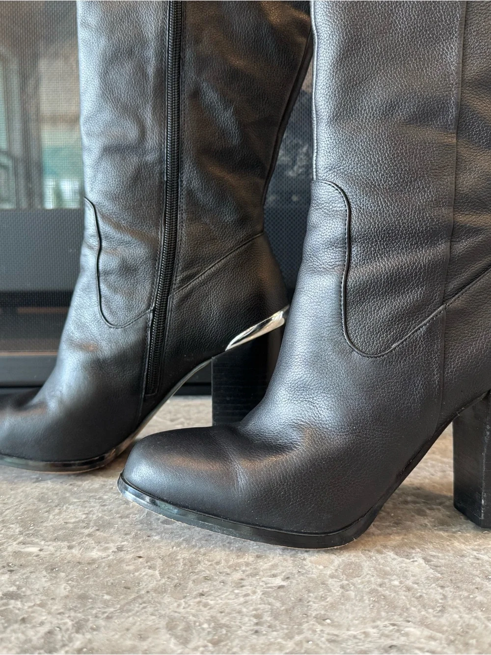Classic White House Black Market Black Knee-High Block Heel Boots - Women's